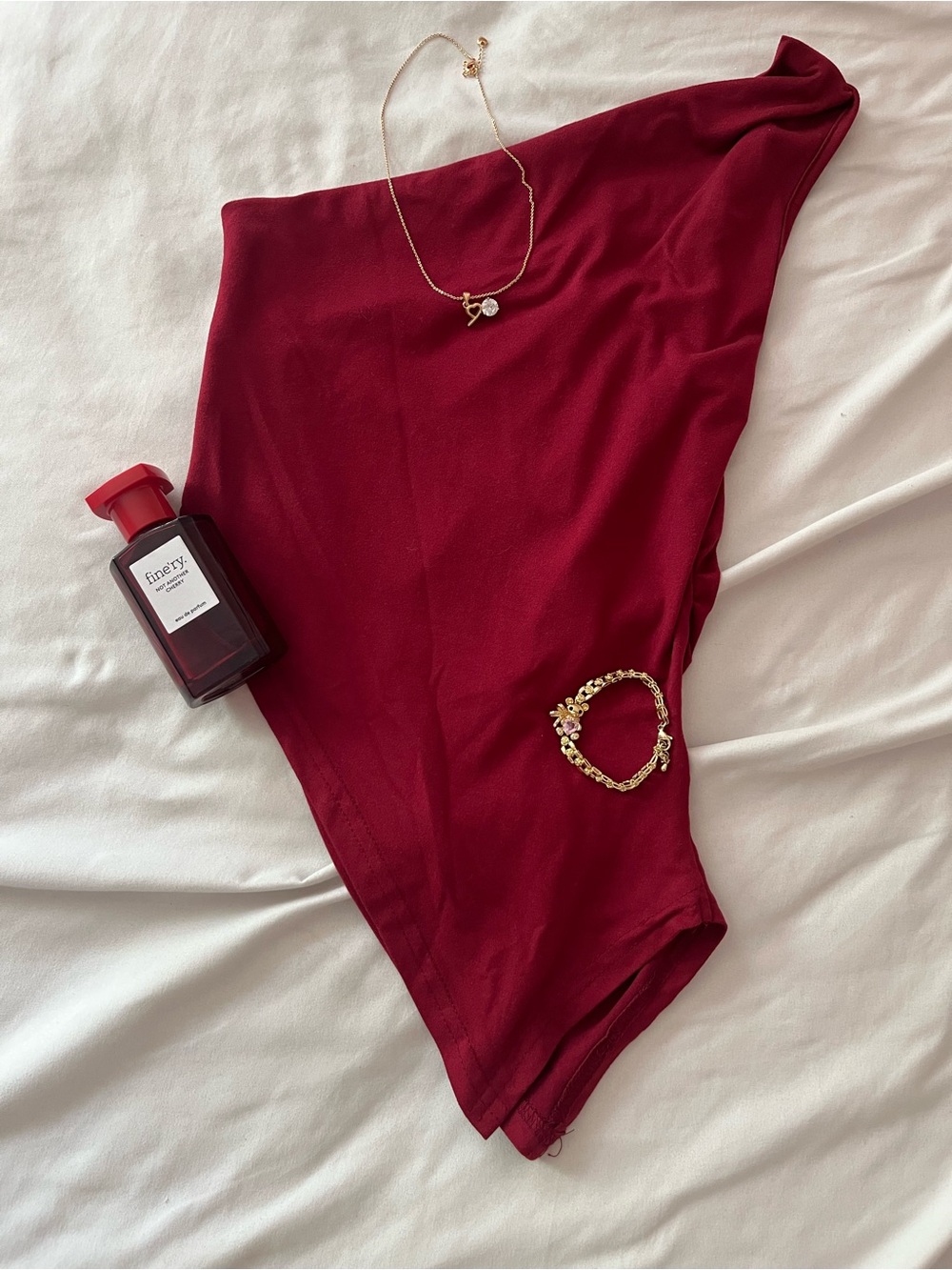 Sexy One-Shoulder Asymmetrical Top in Deep Wine Red